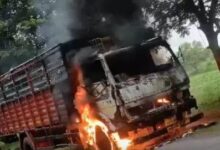 Fire in moving truck, vehicular traffic blocked for 24 hours, truck driver narrowly saved, watch video