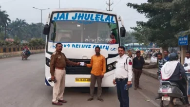 यातायात नियम तोड़ने पर रायपुर में, बस चालकों पर हुई कार्यवाही