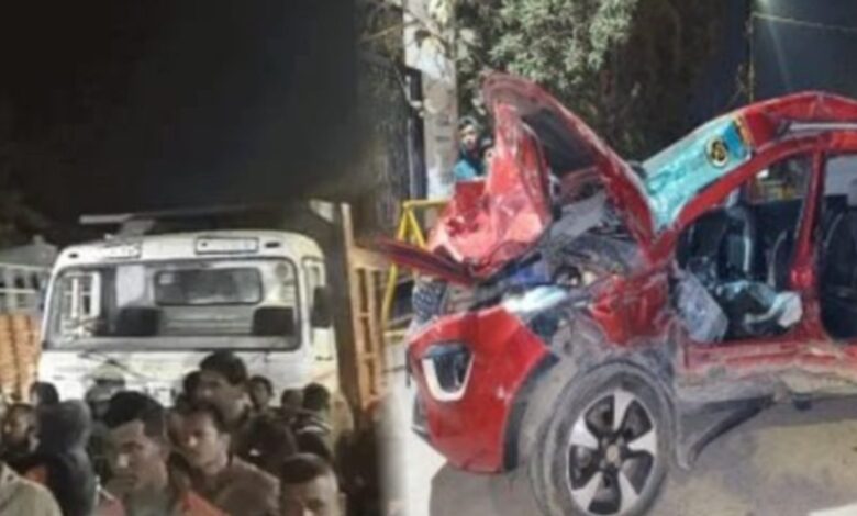 Live CCTV : नूतन चौक पर पलभर में उजड़ी जिंदगी, कार–हाइवा की भीषण टक्कर...